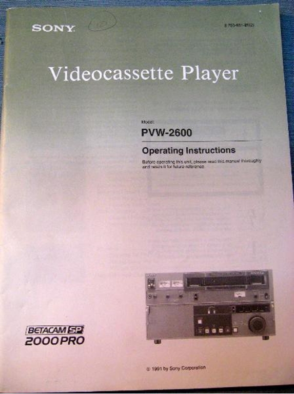 Afbeelding van Sony PVW-2600 Operating Instructions Manual 
