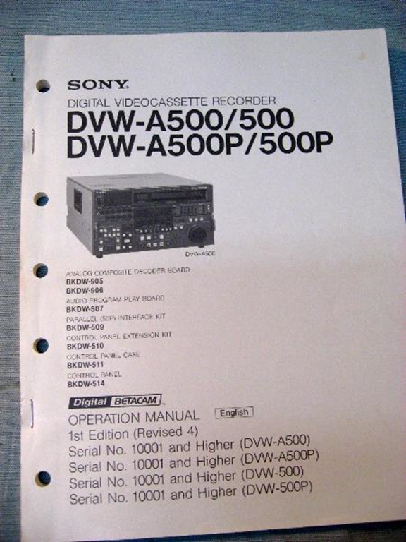 Afbeelding van Sony DVW-A500/500/A500P/500P Operation Manual 1st Edition (Revised 4)