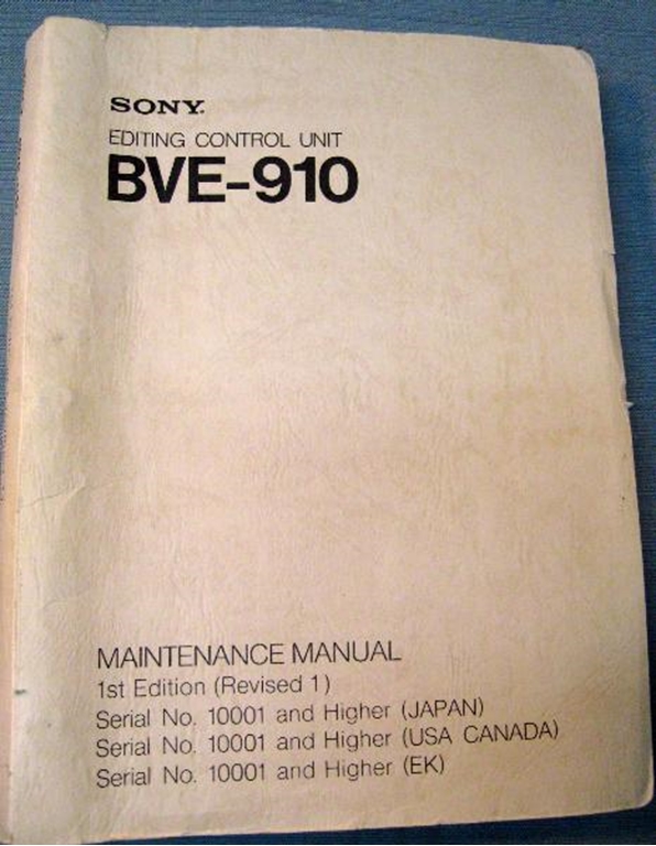 Picture of Sony BVE-910 Maintenance Manual 1st Edition (Revised 1)