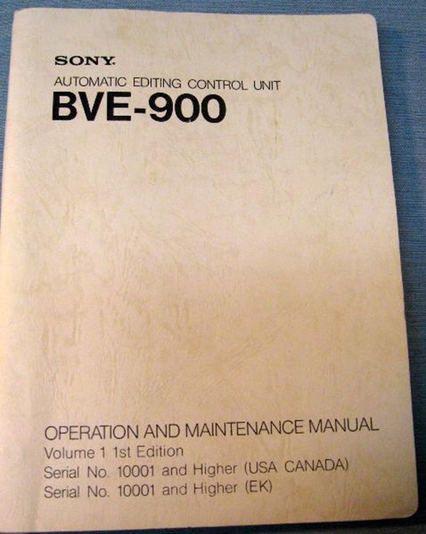 Image sur Sony BVE-900 Operation and Maintenance Manual Volume 1 1st Edition