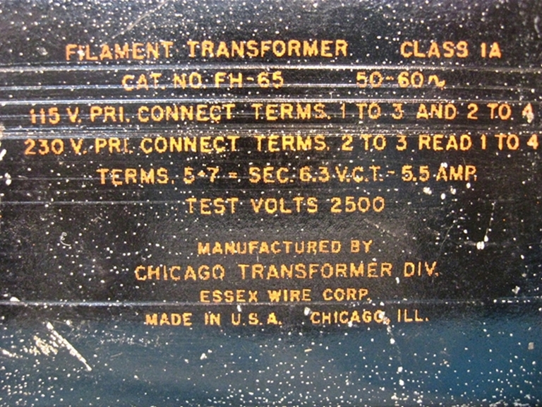 Image sur Chicago Transformer Company FH-65 Filament Transformer