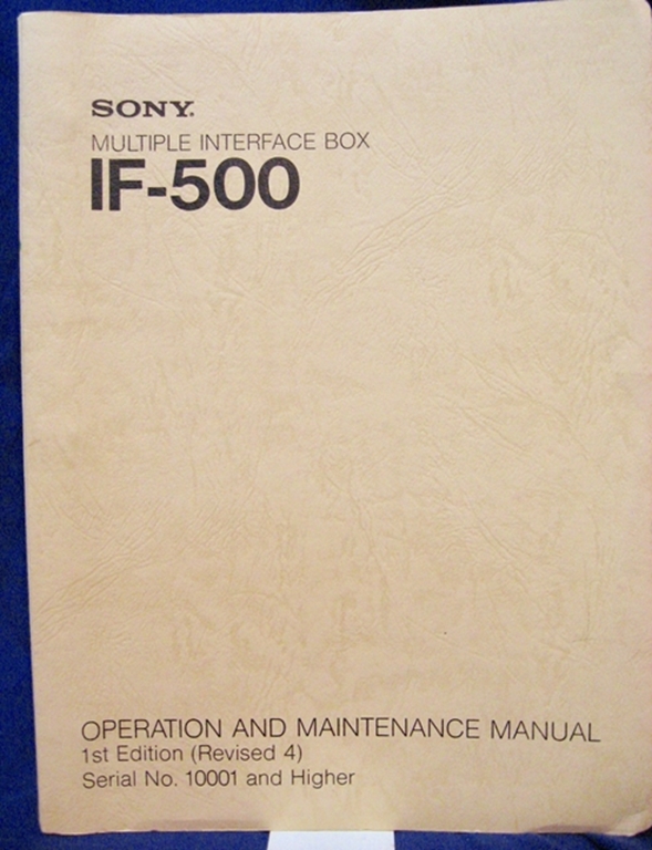 Image sur Sony IF-500 Operation and Maintenance Manual 1st Edition (Revised 4)
