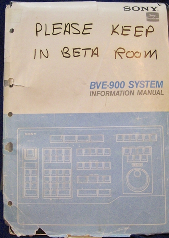 Image sur Sony BVE-900 Information Manual