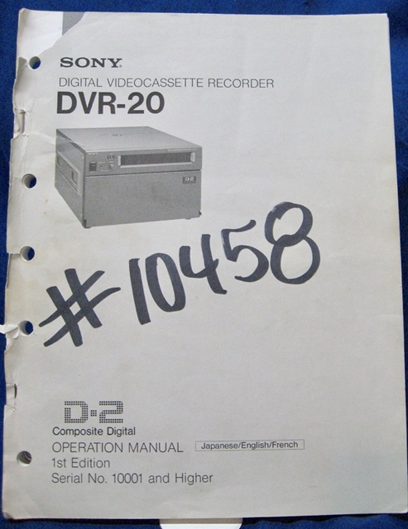 Afbeelding van Sony DVR-20 Operation Manual 1st Edition
