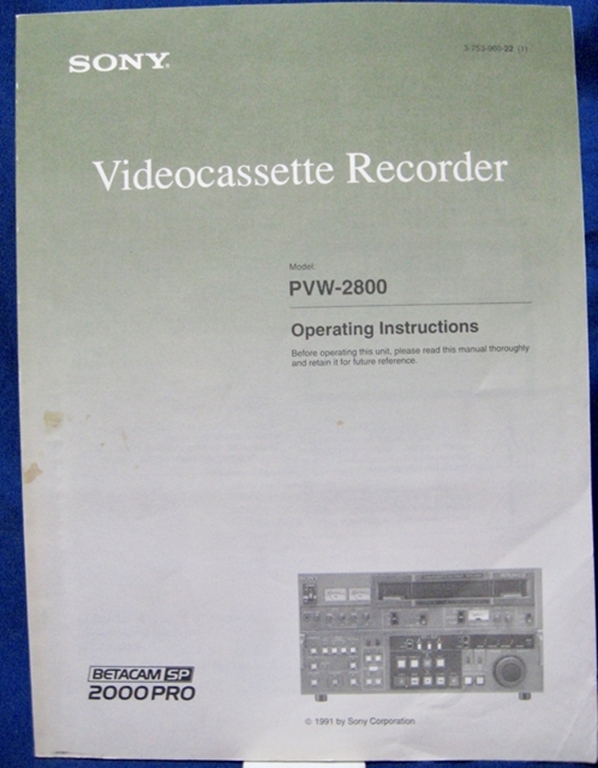 Afbeelding van Sony PVW-2800 Operating Instructions Manual