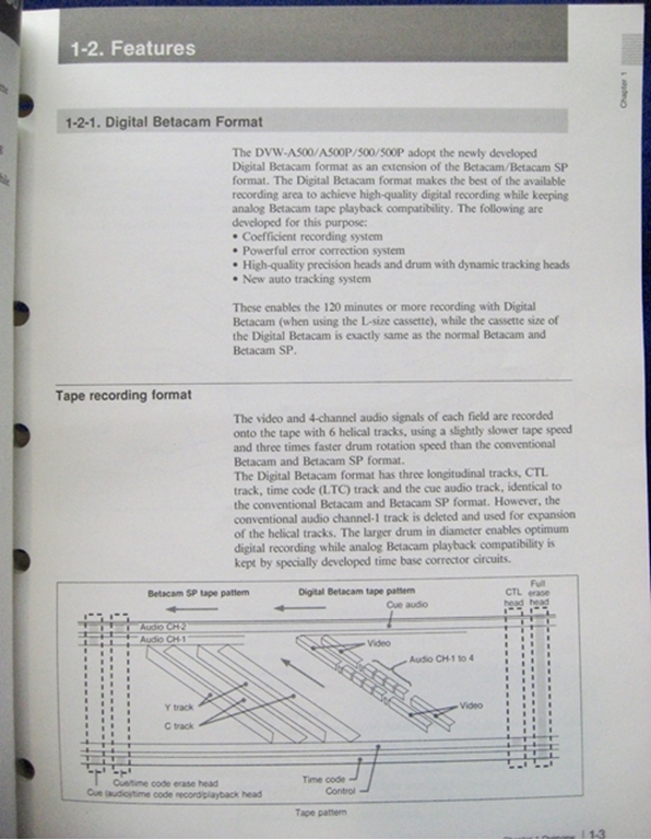 Afbeelding van Sony DVW-A500/500/A500P/500P Operation Manual 1st Edition (Revised 1)