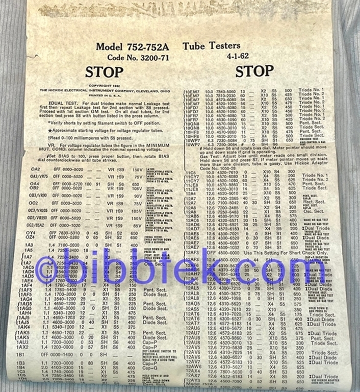 Afbeelding van HIckok Roll Chart models 752-752A