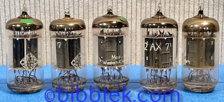 Image sur Telefunken 12AX7 tubes, Ribbed plate, Diamond. Lot of (5), used, tested.